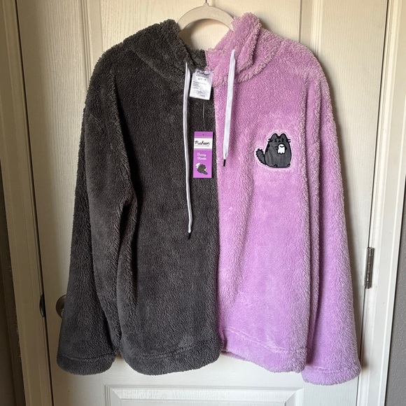 Lush Jackets & Blazers - NWT Lush Fuzzy Hoodie - Gray and Purple